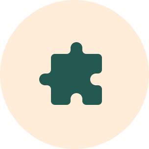 Dark puzzle piece on light circular background.
