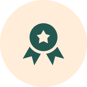 Award ribbon with star in circle.