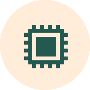 Icon of a microchip on beige background.